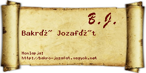 Bakró Jozafát névjegykártya